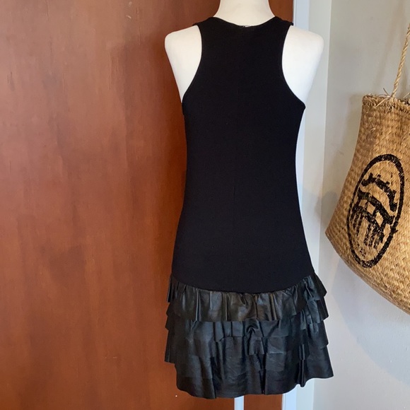 Theory Black Tie Dress with Leather - NEW - Picture 3 of 12